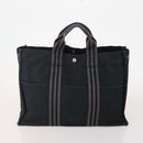 HERMES Fourre Tout Hand Bag Cotton 2 Set Black Auth BA12671-3