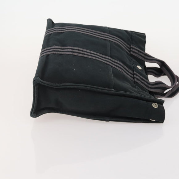 HERMES Fourre Tout Hand Bag Cotton 2 Set Black Auth BA12671