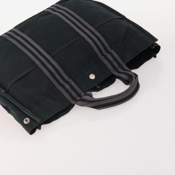 HERMES Fourre Tout Hand Bag Cotton 2 Set Black Auth BA12671