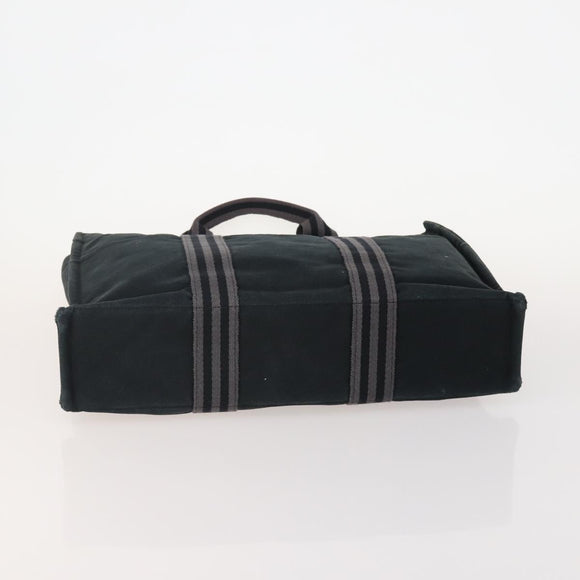 HERMES Fourre Tout Hand Bag Cotton 2 Set Black Auth BA12671