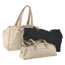 CHANEL New Travel line Tote Bag Nylon 3 Set Black Beige CC Auth BA12674-1