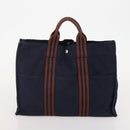 HERMES Fourre Tout Handtas Katoen 2-delig Zwart Navy Auth BA12675-11