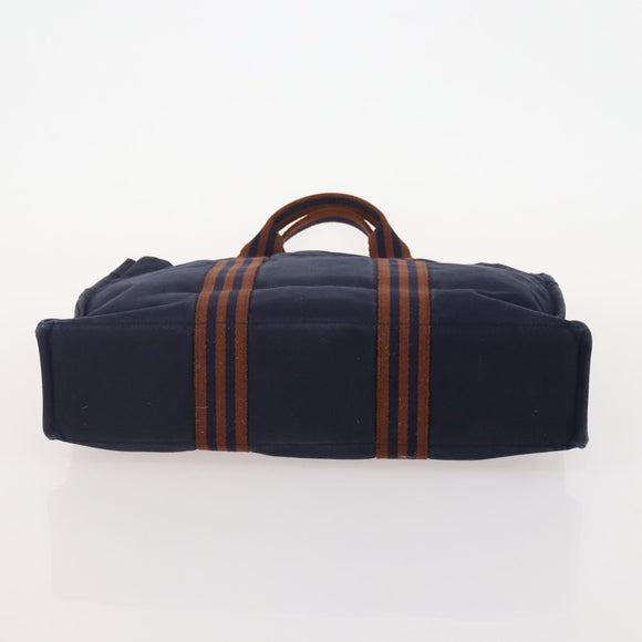 HERMES Fourre Tout Handtas Katoen 2-delig Zwart Navy Auth BA12675