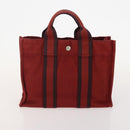 HERMES Fourre Tout Hand Bag Cotton 3 Set White Gray Red Auth BA12676-10