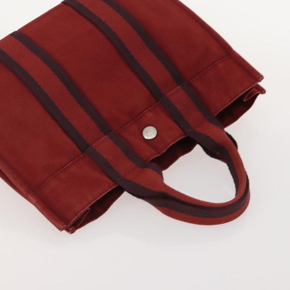 HERMES Fourre Tout Hand Bag Cotton 3 Set White Gray Red Auth BA12676