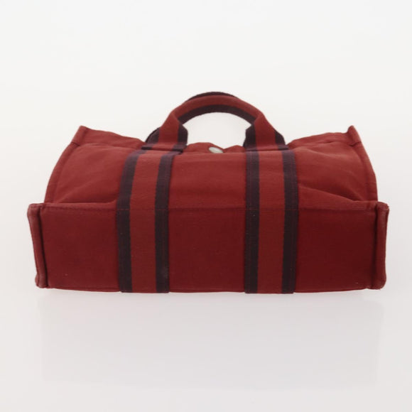 HERMES Fourre Tout Hand Bag Cotton 3 Set White Gray Red Auth BA12676