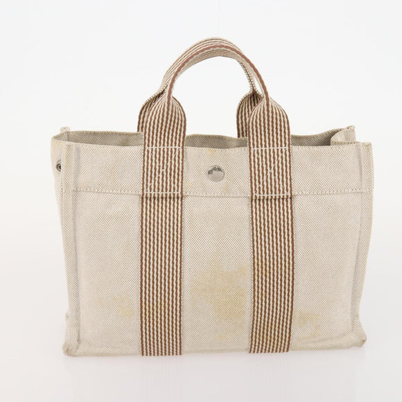 HERMES Fourre Tout Hand Bag Cotton 3 Set White Gray Red Auth BA12676