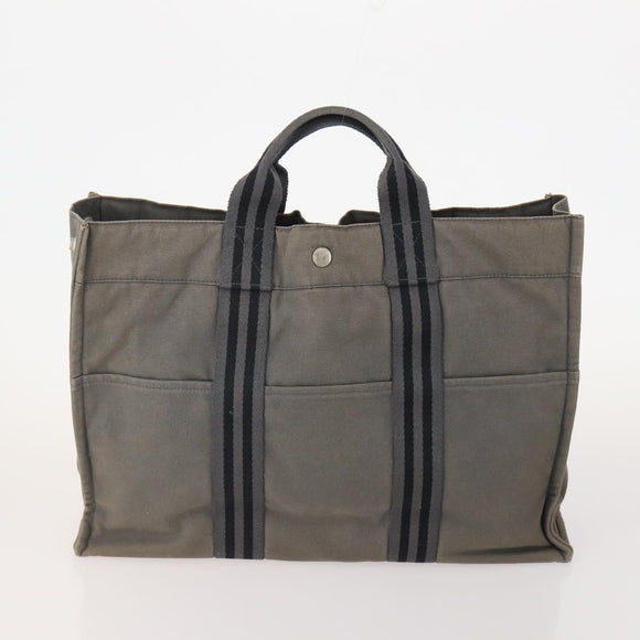HERMES Fourre Tout Hand Bag Cotton 3 Set White Gray Red Auth BA12676