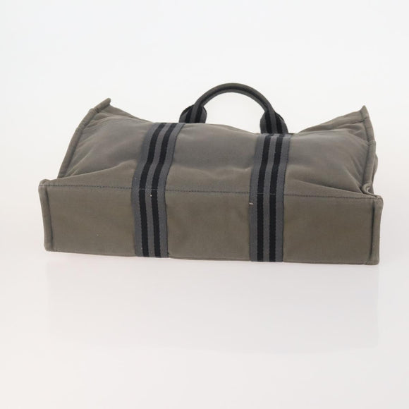 HERMES Fourre Tout Hand Bag Cotton 3 Set White Gray Red Auth BA12676