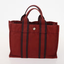 HERMES Fourre Tout Hand Bag Cotton 3 Set White Gray Red Auth BA12676-9