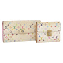 LOUIS VUITTON Monogram Multicolor Geldbörse 2er Set Weiß LV Auth BA12677-1
