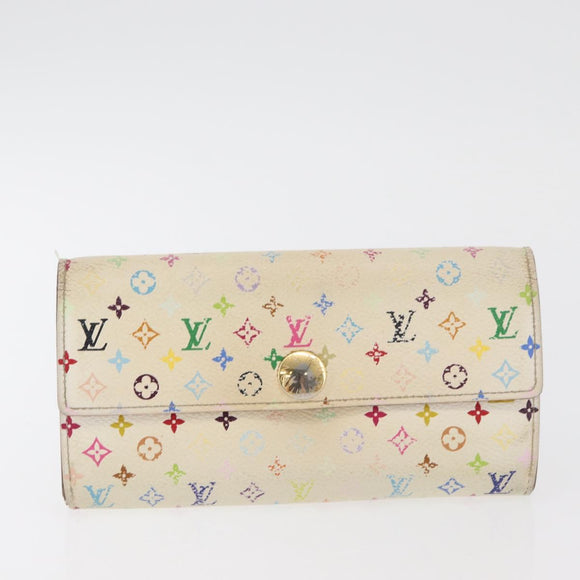 LOUIS VUITTON Monogram Multicolor Geldbörse 2er Set Weiß LV Auth BA12677
