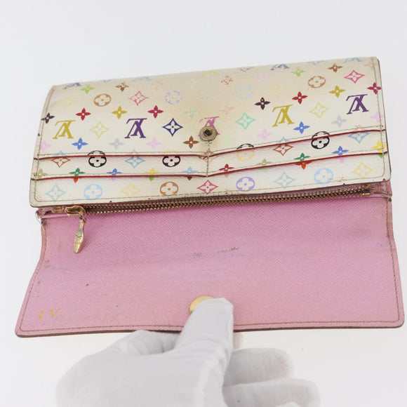 LOUIS VUITTON Monogram Multicolor Geldbörse 2er Set Weiß LV Auth BA12677