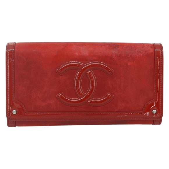 CHANEL Geldbörse Leder 3er Set Orange Rot schwarz CC Auth BA12678