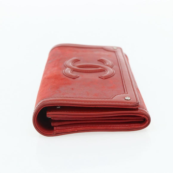CHANEL Geldbörse Leder 3er Set Orange Rot schwarz CC Auth BA12678