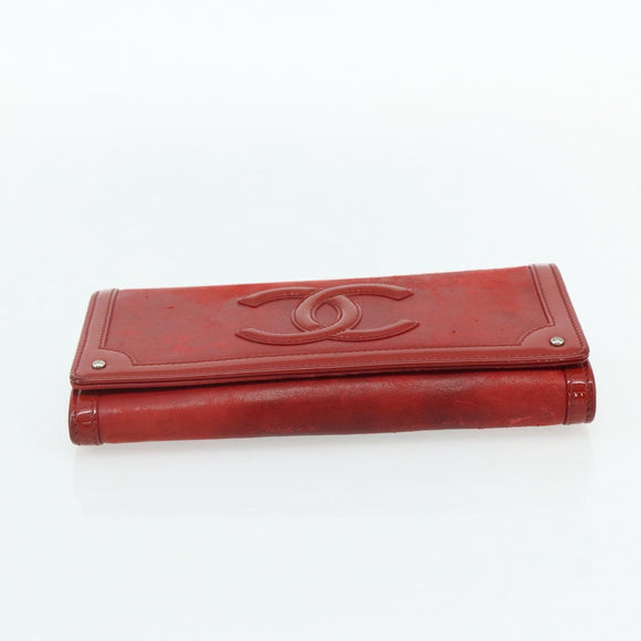CHANEL Geldbörse Leder 3er Set Orange Rot schwarz CC Auth BA12678