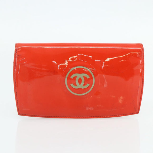 CHANEL Geldbörse Leder 3er Set Orange Rot schwarz CC Auth BA12678