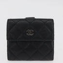 CHANEL Geldbörse Leder 2er Set Schwarz CC Authentisch BA12679-11