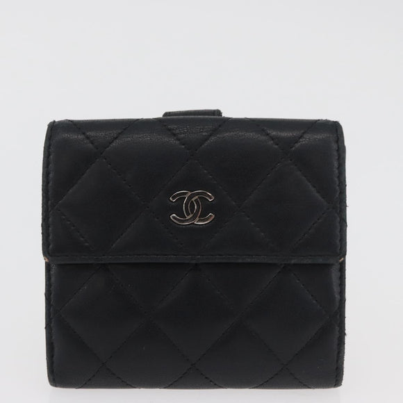 CHANEL Geldbörse Leder 2er Set Schwarz CC Authentisch BA12679