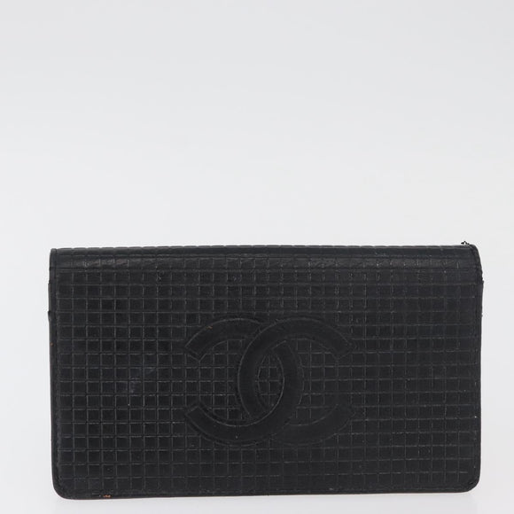 CHANEL Geldbörse Leder 2er Set Schwarz CC Authentisch BA12679
