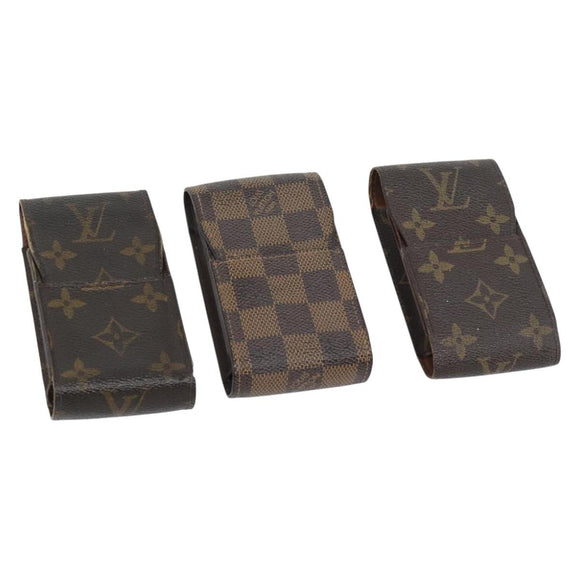 LOUIS VUITTON Monogram Damier Ebene Etui Cigarette Case 3 Set LV Auth BA12680