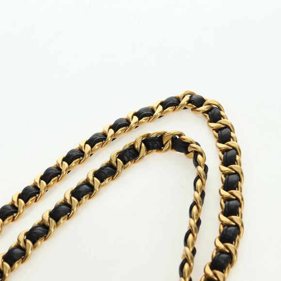 CHANEL Matelasse Chain Backpack Lamb Skin Gold Black CC Auth BA12682SAV