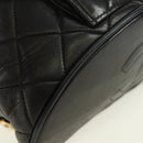 CHANEL Matelasse Chain Backpack Lamb Skin Gold Black CC Auth BA12682SAV-13