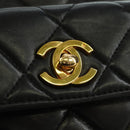 CHANEL Matelasse Chain Backpack Lamb Skin Gold Black CC Auth BA12682SAV-17