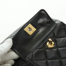 CHANEL Matelasse Chain Backpack Lamb Skin Gold Black CC Auth BA12682SAV-18