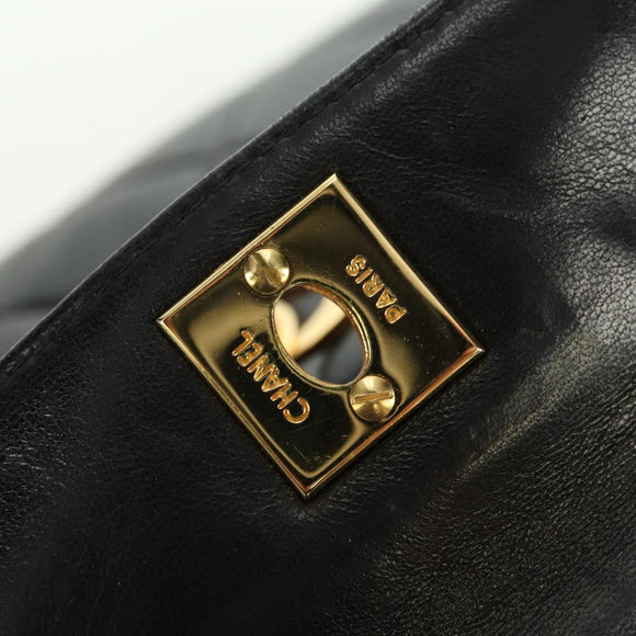 CHANEL Matelasse Chain Backpack Lamb Skin Gold Black CC Auth BA12682SAV