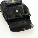 CHANEL Matelasse Chain Backpack Lamb Skin Gold Black CC Auth BA12682SAV-22