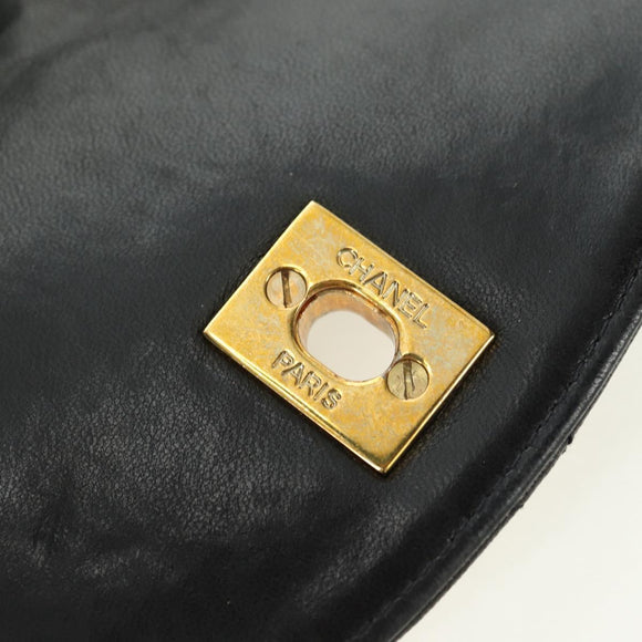 CHANEL Matelasse Chain Backpack Lamb Skin Gold Black CC Auth BA12682SAV
