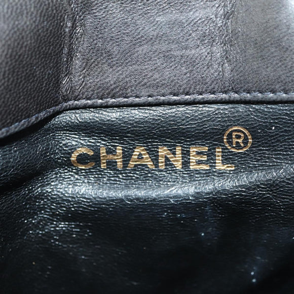 CHANEL Matelasse Chain Backpack Lamb Skin Gold Black CC Auth BA12682SAV