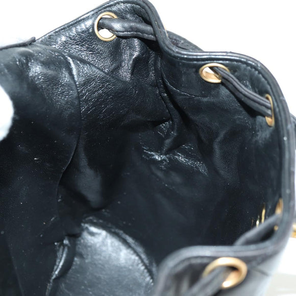 CHANEL Matelasse Chain Backpack Lamb Skin Gold Black CC Auth BA12682SAV
