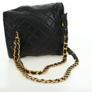 CHANEL Matelasse Chain Backpack Lamb Skin Gold Black CC Auth BA12682SAV-7