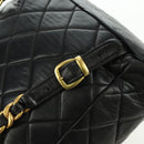 CHANEL Matelasse Chain Backpack Lamb Skin Gold Black CC Auth BA12682SAV-8