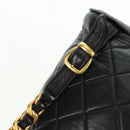 CHANEL Matelasse Chain Backpack Lamb Skin Gold Black CC Auth BA12682SAV-9