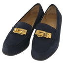 HERMES Kelly Loafers Suede 35 1/2 Navy Auth BA12685-1
