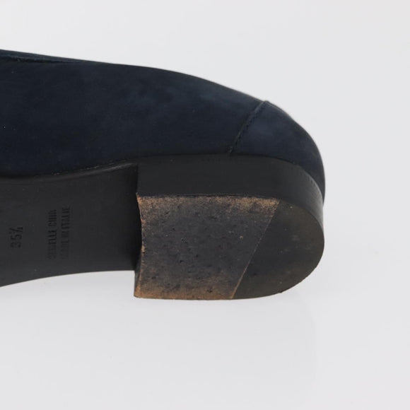 HERMES Kelly Loafers Suede 35 1/2 Navy Auth BA12685