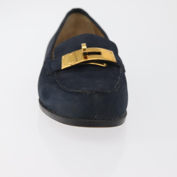 HERMES Kelly Loafers Suede 35 1/2 Navy Auth BA12685