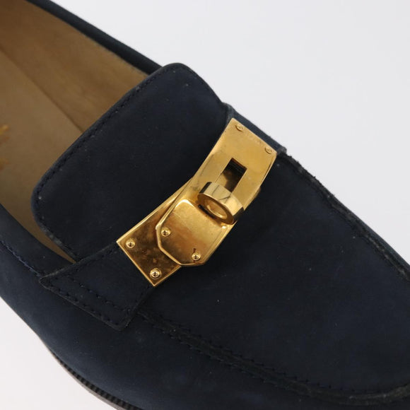 HERMES Kelly Loafers Suede 35 1/2 Navy Auth BA12685