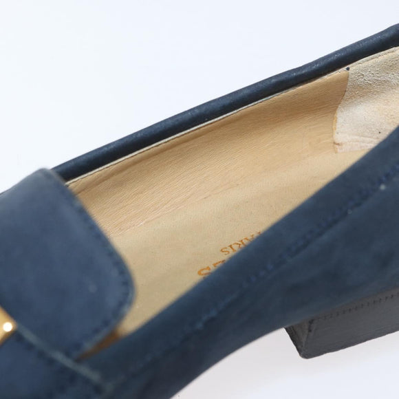 HERMES Kelly Loafers Suede 35 1/2 Navy Auth BA12685