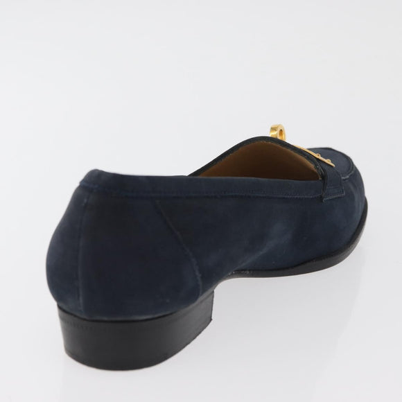HERMES Kelly Loafers Suede 35 1/2 Navy Auth BA12685