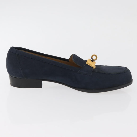 HERMES Kelly Loafers Suede 35 1/2 Navy Auth BA12685