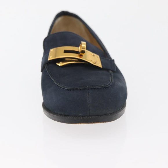 HERMES Kelly Loafers Suede 35 1/2 Navy Auth BA12685