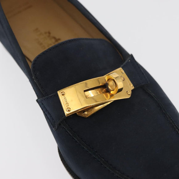 HERMES Kelly Loafers Suede 35 1/2 Navy Auth BA12685