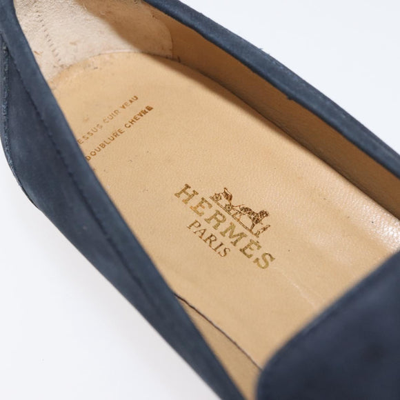 HERMES Kelly Loafers Suede 35 1/2 Navy Auth BA12685