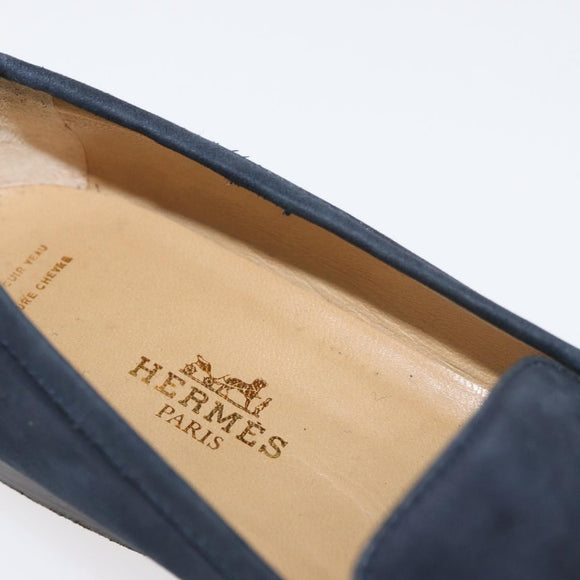 HERMES Kelly Loafers Suede 35 1/2 Navy Auth BA12685