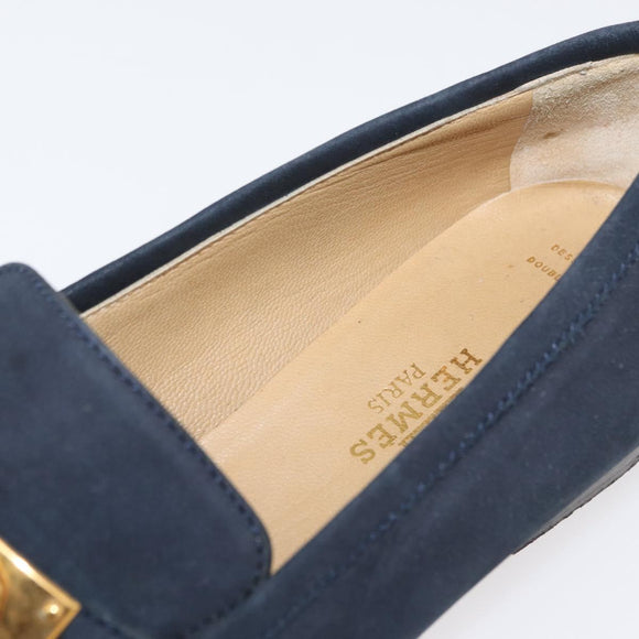 HERMES Kelly Loafers Suede 35 1/2 Navy Auth BA12685
