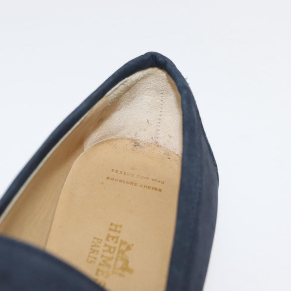 HERMES Kelly Loafers Suede 35 1/2 Navy Auth BA12685